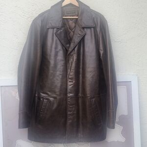 Structure Brown Leather Trench Coat